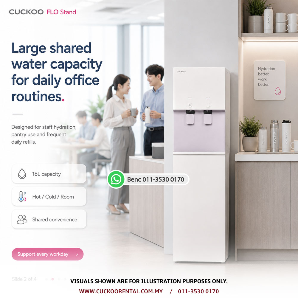 CUCKOO Flo Stand 16 litre shared water capacity feature
