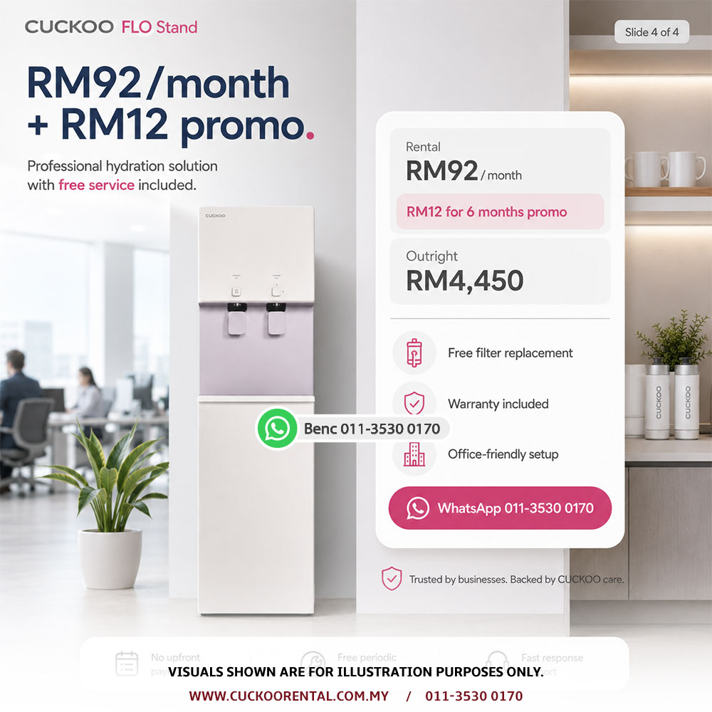 CUCKOO Flo Stand RM92 monthly rental and RM12 promo detail
