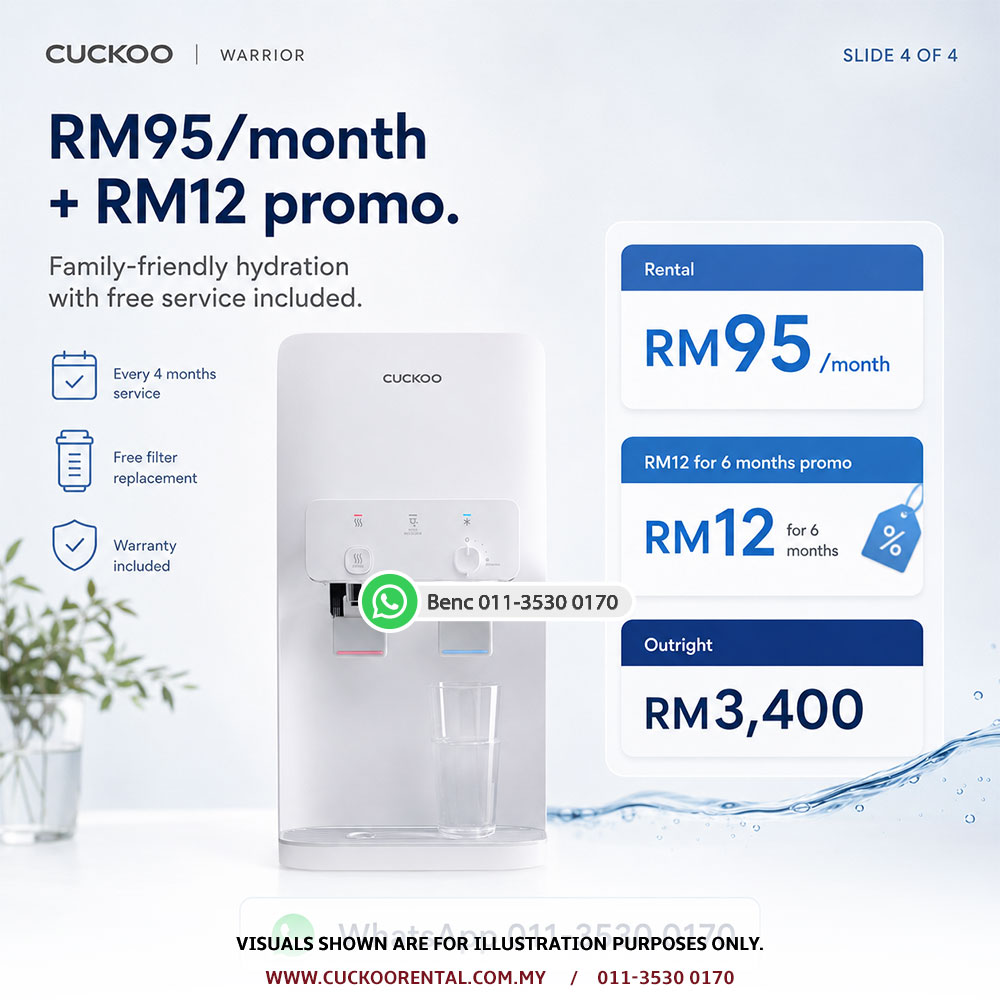 CUCKOO Warrior RM95 monthly rental and RM12 promo detail